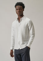 White Crushed Self Stripe Shirt