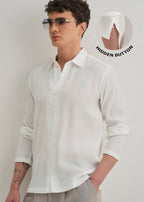 White Loop Button-Down Plain Shirt
