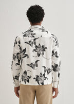 White Monochrome Lily Floral Printed Shirt