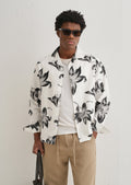 White Monochrome Lily Floral Printed Shirt