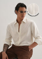 White Premium Leather-Look Satin Finish Shirt