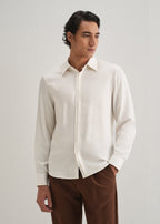 White Premium Leather-Look Satin Finish Shirt