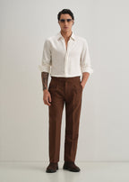 White Premium Leather-Look Satin Finish Shirt