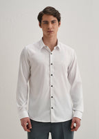 White Self Striped Plain Shirt