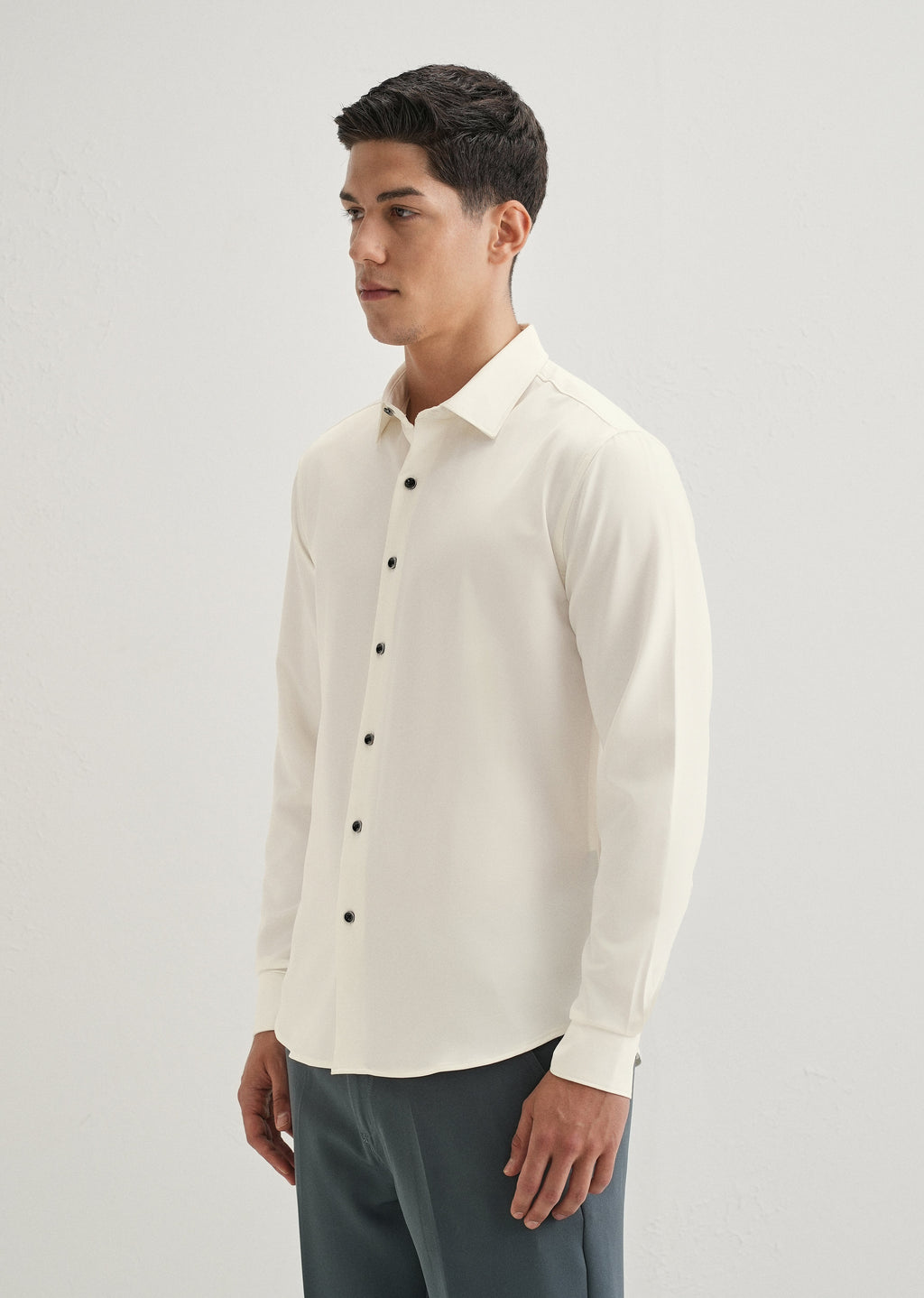White Wrinkle Free Plain Shirt