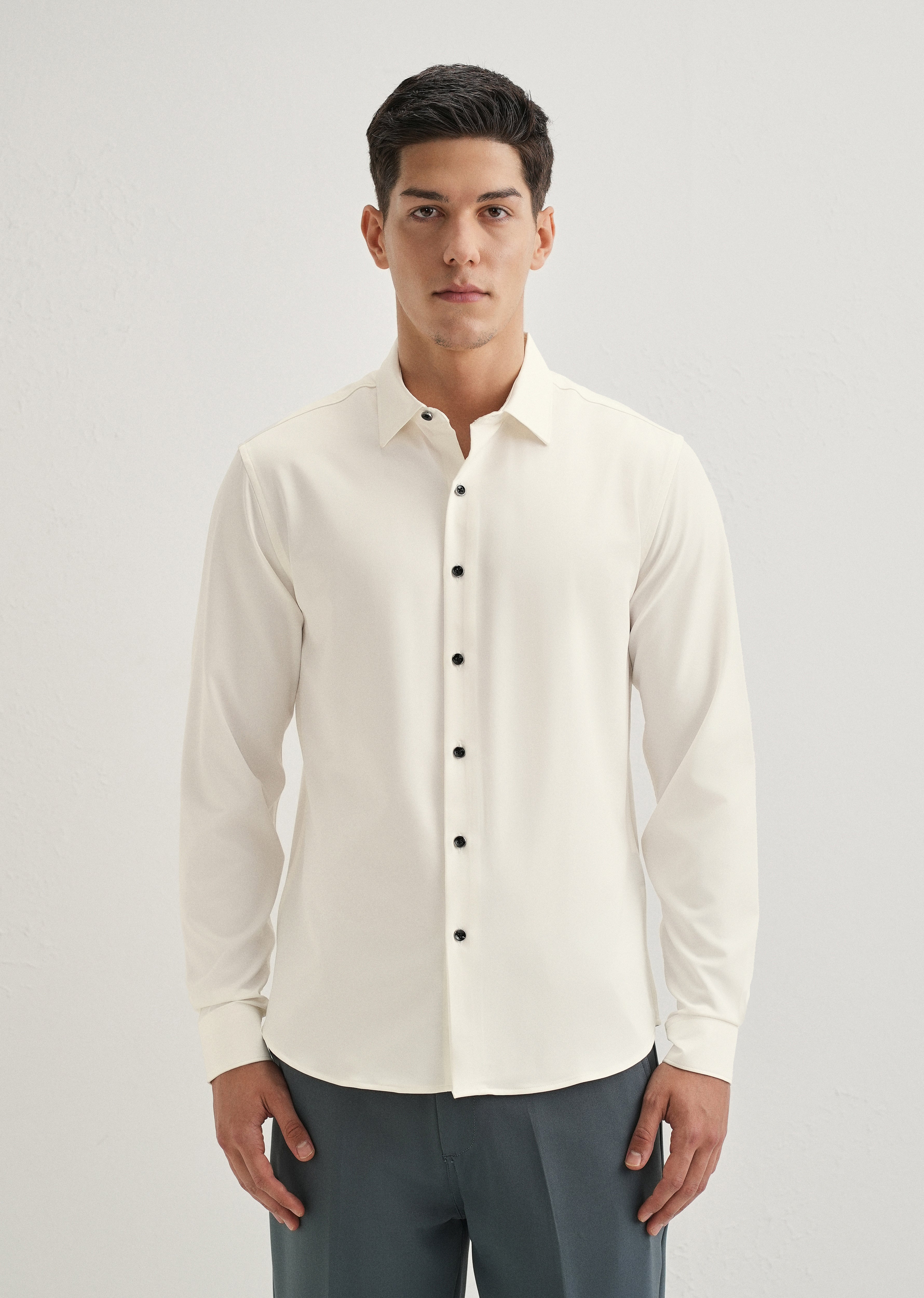 White Wrinkle Free Plain Shirt