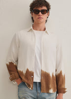 White & Brown Dip-Dyed Shirt