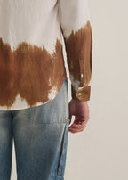 White & Brown Dip-Dyed Shirt