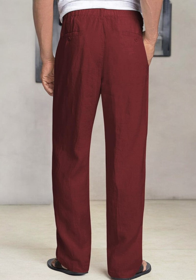 Pack of 2 Wine , Blue Linen Regular Fit Pant