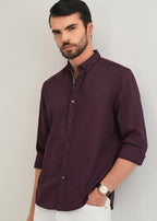 Wine Contrast Placket Shirt