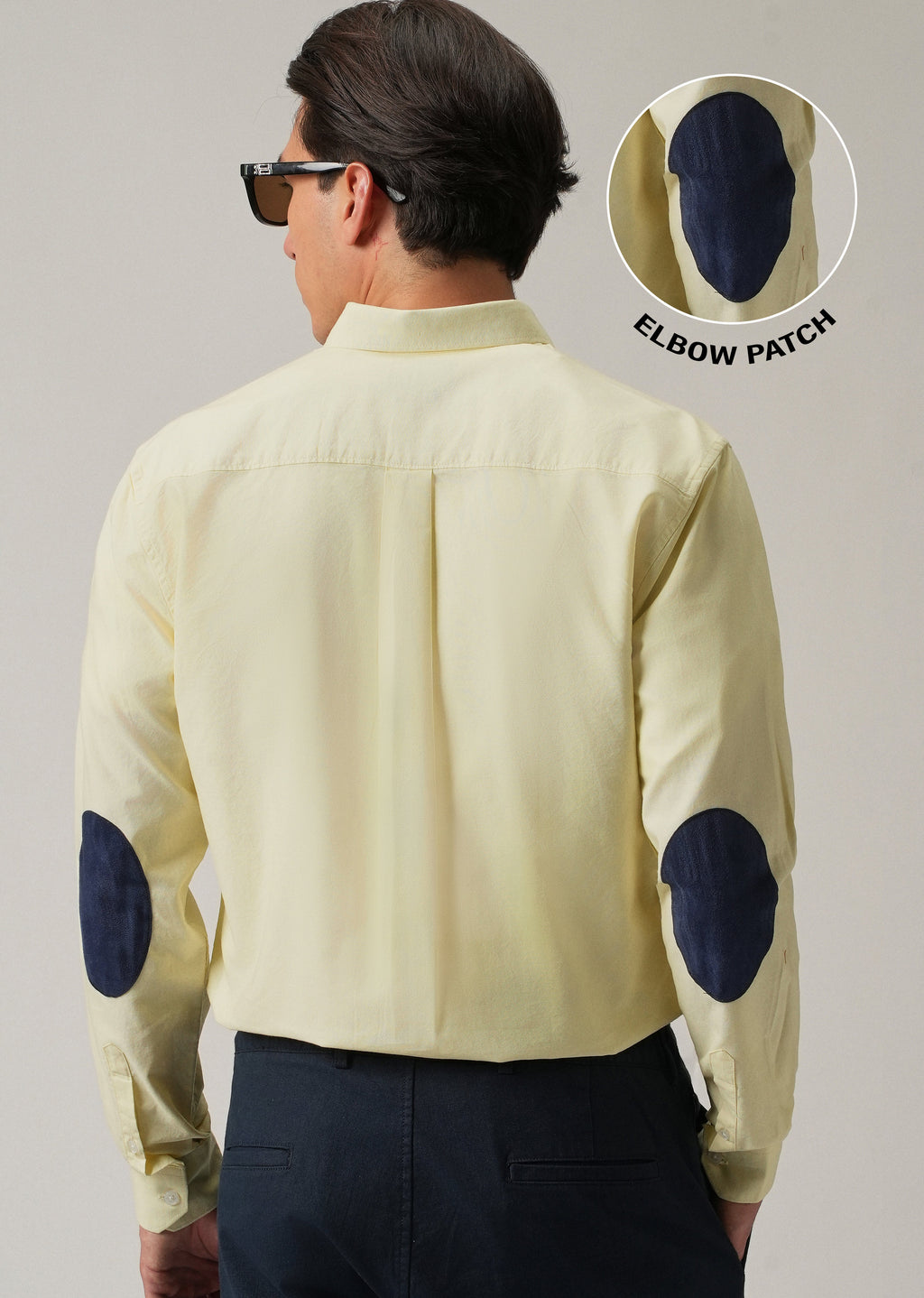 Yellow Plain Elbow Patch Oxford Shirt