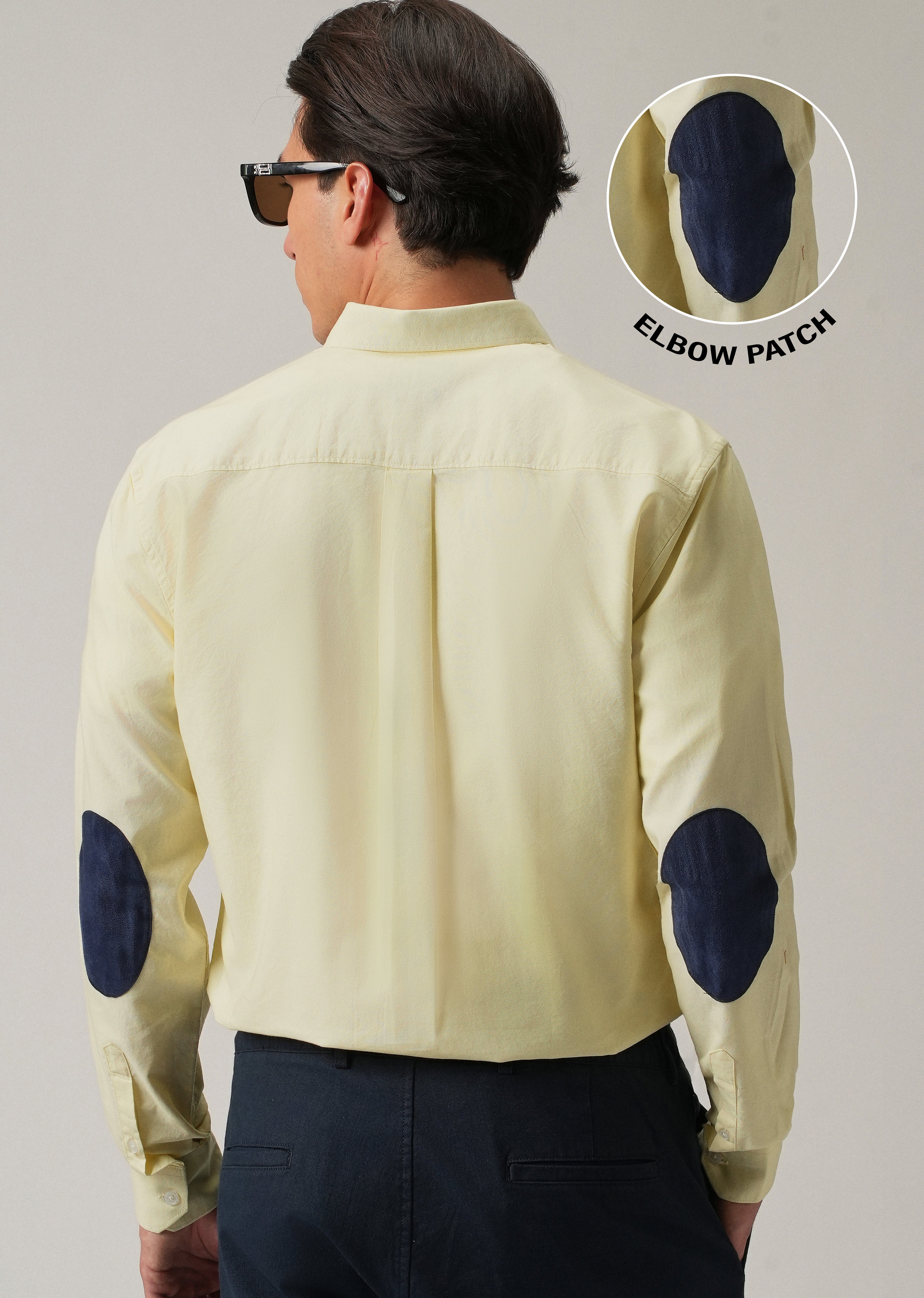 Yellow Plain Elbow Patch Oxford Shirt