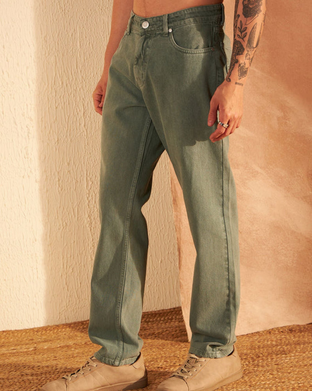 Mint Green Straight Fit Jeans