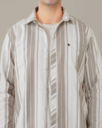 Beige and Gray Striped Oxford Shirt