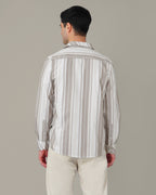 Beige and Gray Striped Oxford Shirt