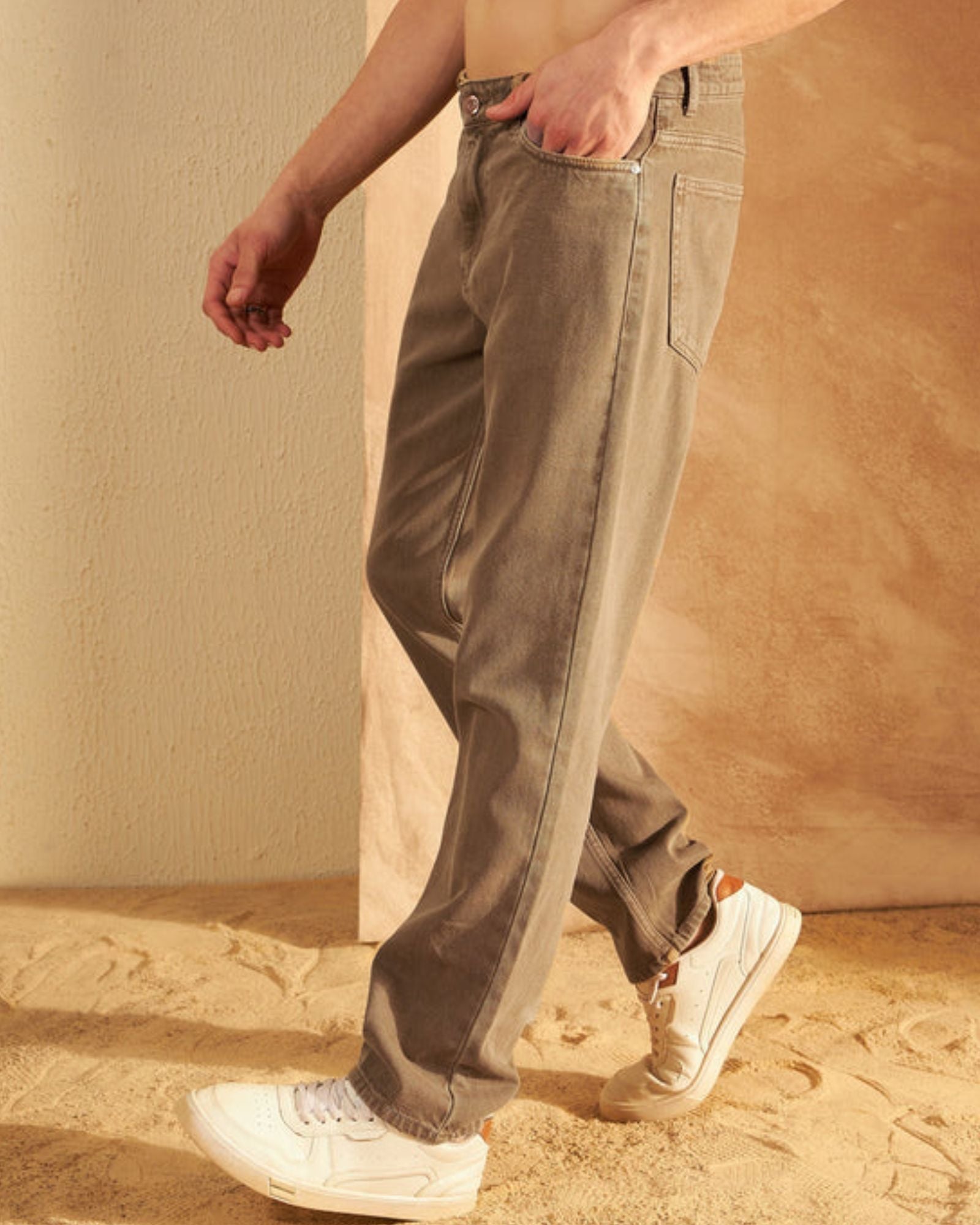 Light Brown Straight Jeans