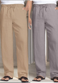 Pack of 2 Beige and Gray  Linen Regular Fit Pant
