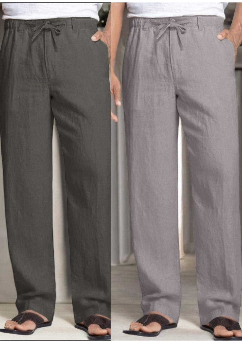 Pack of 2 Light Gray , Dark Gray Linen Regular Fit Pant