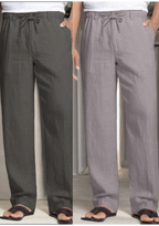 Pack of 2 Light Gray , Dark Gray Linen Regular Fit Pant