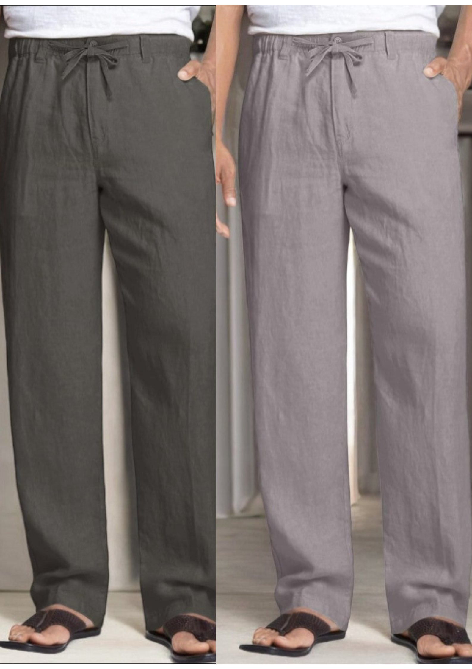 Pack of 2 Light Gray , Dark Gray Linen Regular Fit Pant