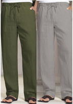 Pack of 2 Green , Gray Linen Regular Fit Pant