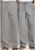 Pack of 2 Gray , Gray and White  Linen Regular Fit Pant