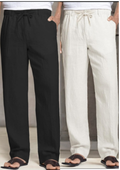 Pack of 2 Black , White Linen Regular Fit Pant