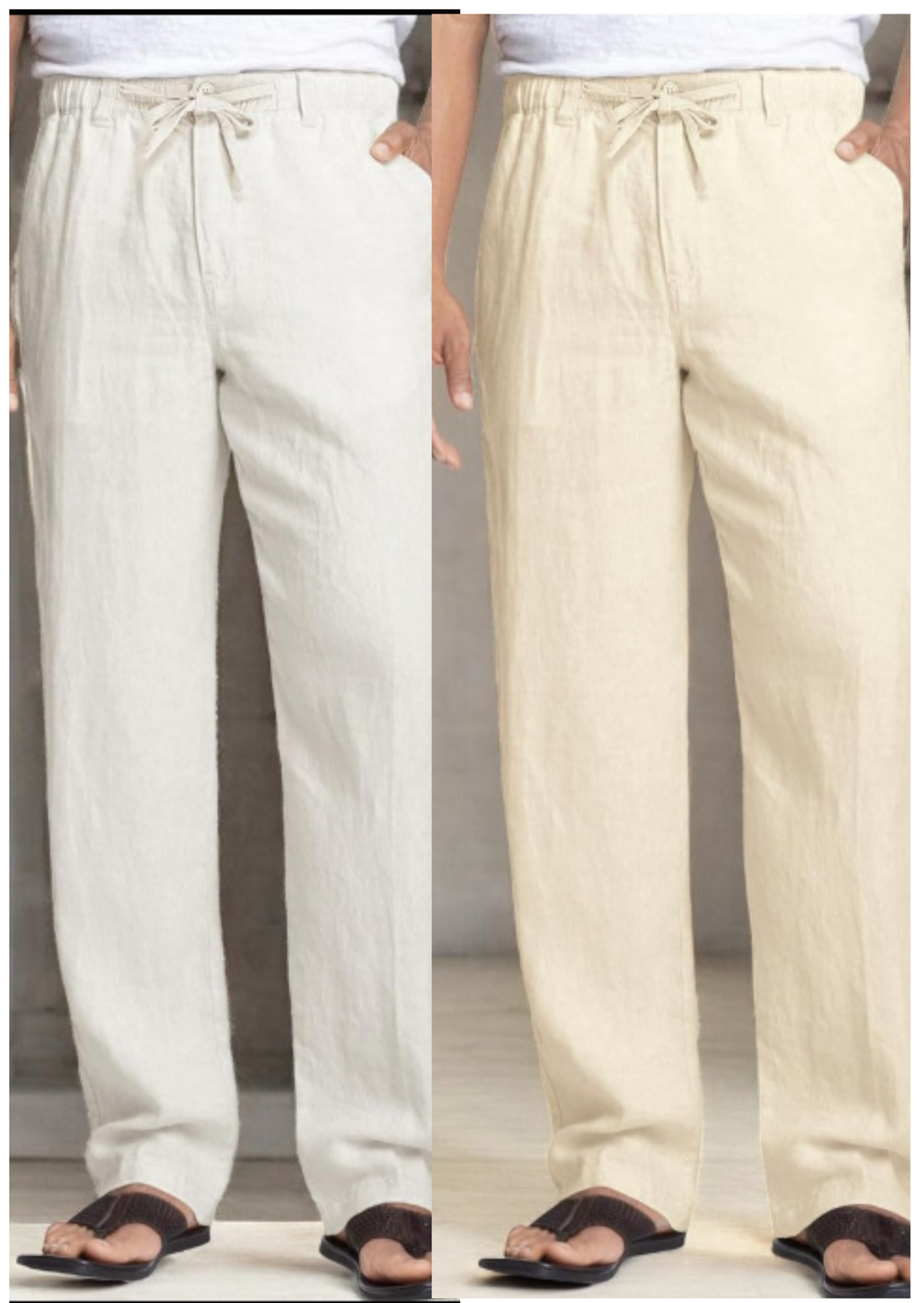 Pack of 2 White , Cream  Linen Regular Fit Pant