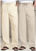 Cream Linen Regular Fit Pant-49369