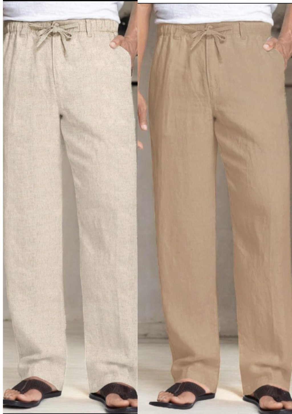 Pack of 2 Off White , Beige  Linen Regular Fit Pant-49384