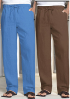 Pack of 2 Sky Blue Linen, Brown Regular Fit Pant