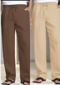 Pack of 2 Brown, Beige Linen Regular Fit Pant