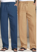Pack of 2 Blue , Cream Linen Regular Fit Pant-49367