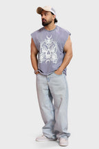 Restricted Washed Capsleeve Tank Light Grey